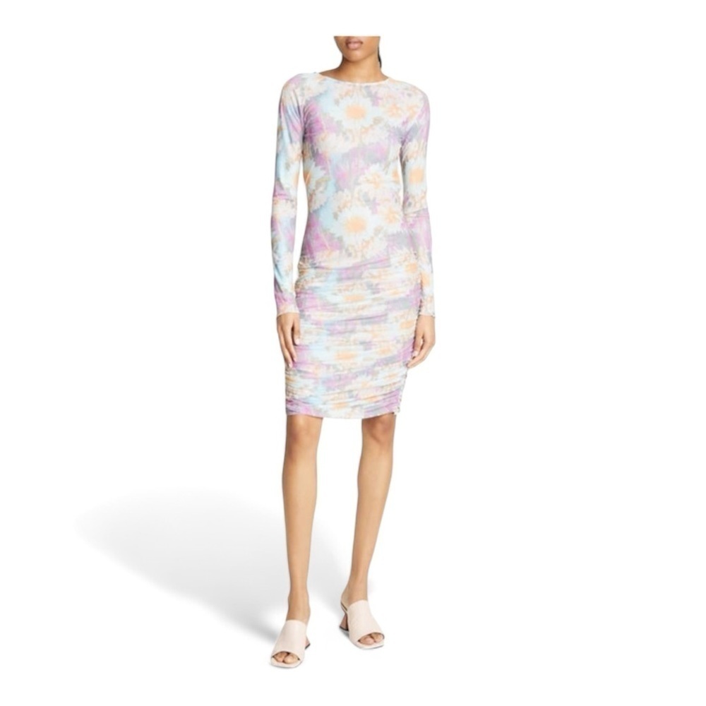 ROTATE Ulla Ruched Long Sleeve Dress NWT